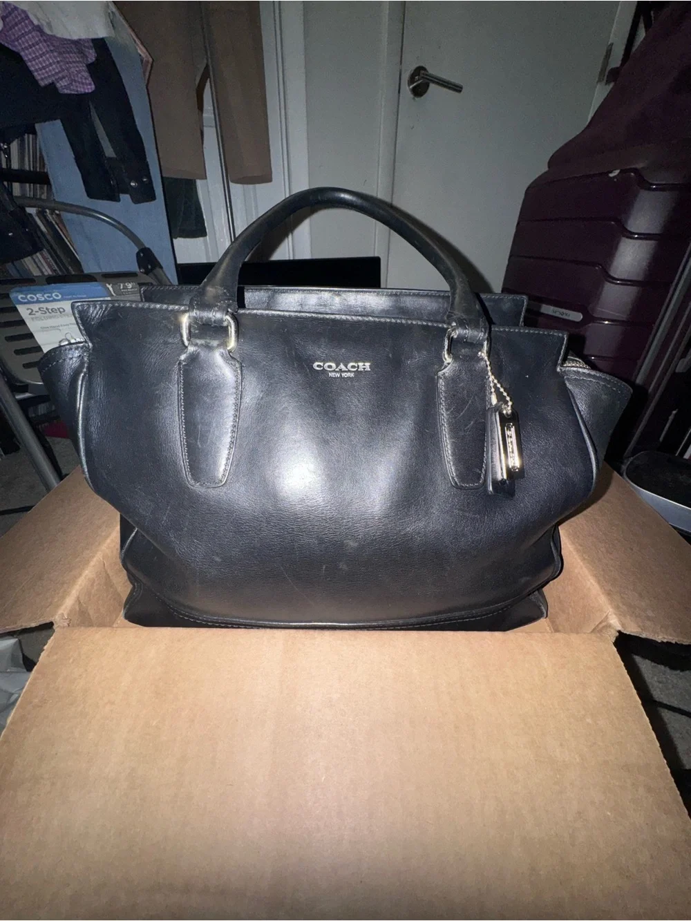 Coach Black Leather Satchel Tote with Top Handles vintage